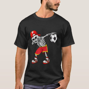 Dabbing Skeleton Soccer Skull Halloween Costume T-Shirt