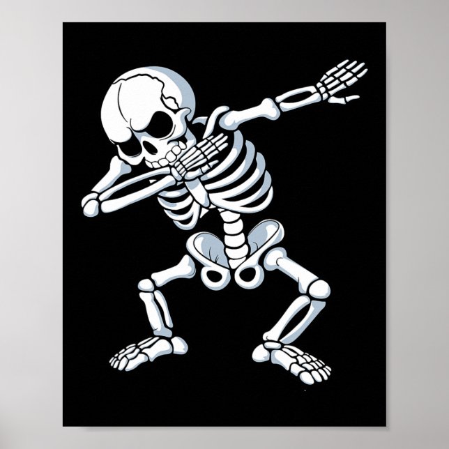 Dabbing Skeleton Spooky Dab Dancing Men Kids Boys  Poster (Front)