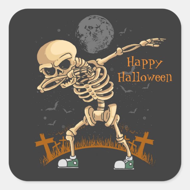 Dabbing Skeleton Square Sticker (Front)