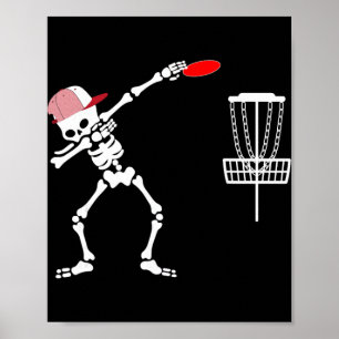 Dabbing Skeleton Wear Hat Disc Golf Player Hallowe Poster