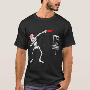 dabbing Skeleton wear hat Disc Golf Player Hallowe T-Shirt