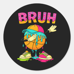 Dabbing Sketll Drip Shirt Bruh Sketll Drip Ice Cre Classic Round Sticker
