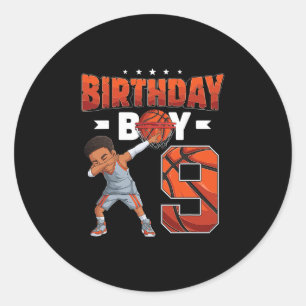 Dabbing Sketll Player 9 Years Old Boy 9th Birthday Classic Round Sticker