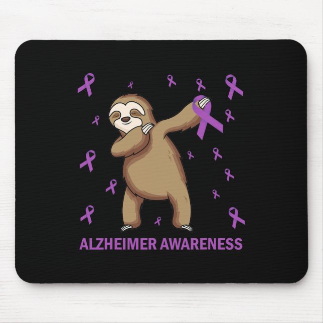 Dabbing Sloth Purple Ribbon - Heimerheimer Awarene Mouse Pad (Front)