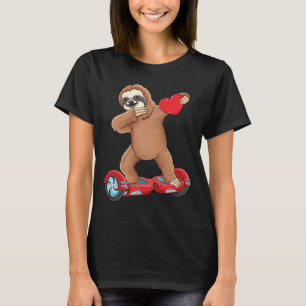 Dabbing Sloth Riding hoverboard Kids Skater Valent T-Shirt