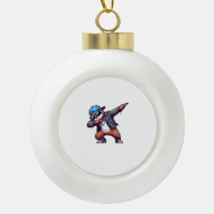Dabbing Sloth T-Shirt Ceramic Ball Christmas Ornament