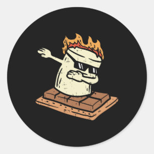 Dabbing Smore Marshmallow Cute Dab Dance Camping C Classic Round Sticker