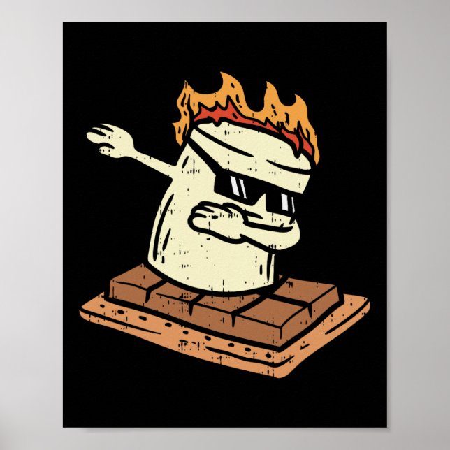 Dabbing Smore Marshmallow Cute Dab Dance Camping C Poster (Front)