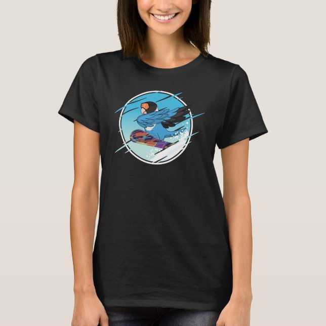Dabbing Snowboard Parrot I Blue masked Lovebird T-Shirt (Front)