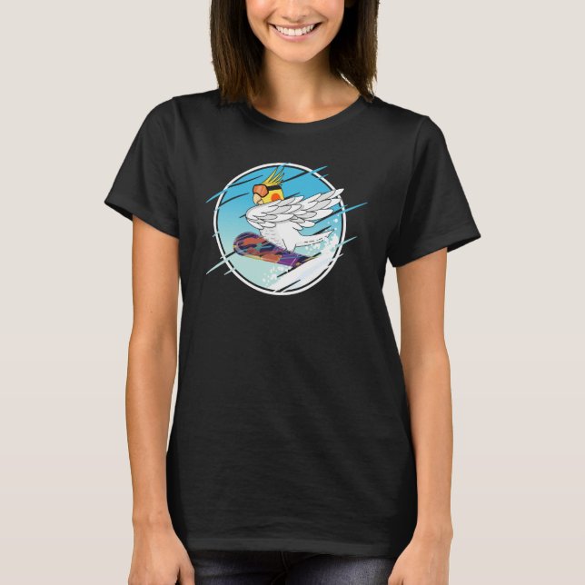 Dabbing Snowboard Parrot I Lutino Cockatiel T-Shirt (Front)