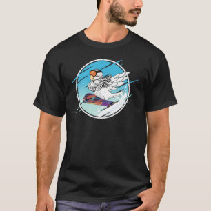 Dabbing Snowboard Parrot I White Budgie Budgerigar T-Shirt