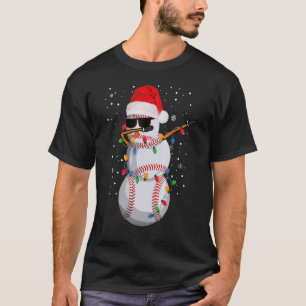 Dabbing Snowman Baseball Ball Santa Christmas Paja T-Shirt