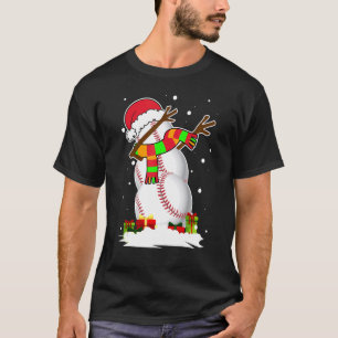 Dabbing Snowman Baseball Ball Santa Christmas Paja T-Shirt