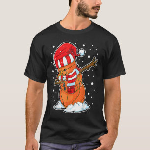 Dabbing Snowman Basketball Ball Christmas Santa Bo T-Shirt