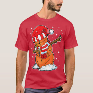 Dabbing Snowman Basketball Ball Christmas Santa Bo T-Shirt