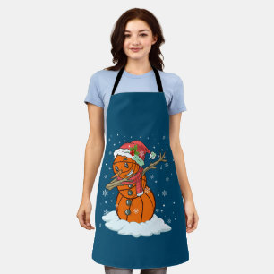 Dabbing Snowman Basketball Ball Tee Christmas Sant Apron