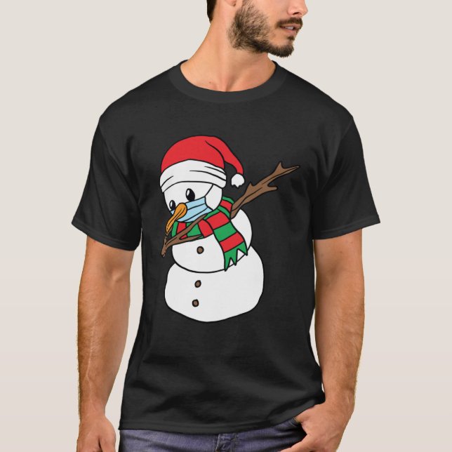 Dabbing Snowman Mask Xmas Dab Christmas Santa T-Shirt (Front)