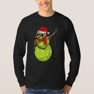 Dabbing Snowman Pickleball Lover Santa Hat Christm T-Shirt