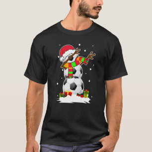 Dabbing Snowman Soccer Ball Santa Christmas Pajama T-Shirt