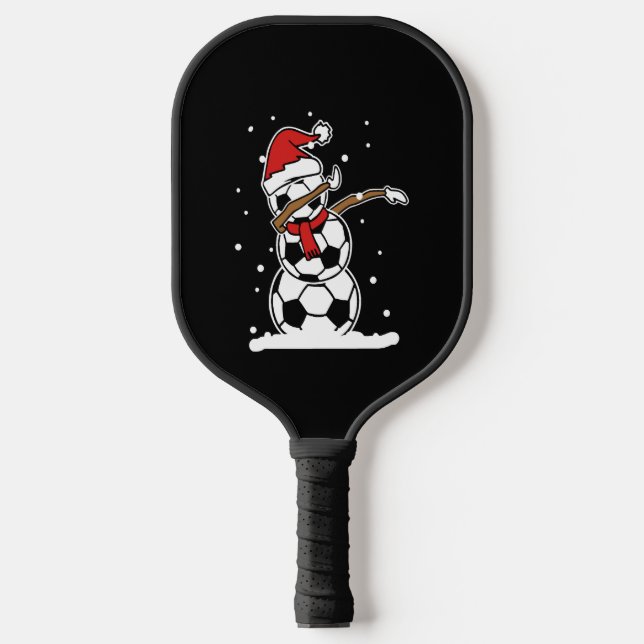 Dabbing Snowman Soccer Christmas Pickleball Paddle (Front)