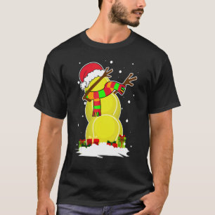 Dabbing Snowman Tennis Ball Santa Christmas Pajama T-Shirt