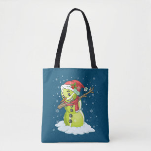 Dabbing Snowman Tennis Ball Tee Christmas Xmas Tote Bag
