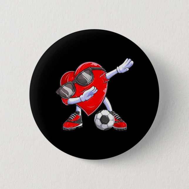 Dabbing Soccer Ball Heart Valentines Day Men Boys 6 Cm Round Badge (Front)