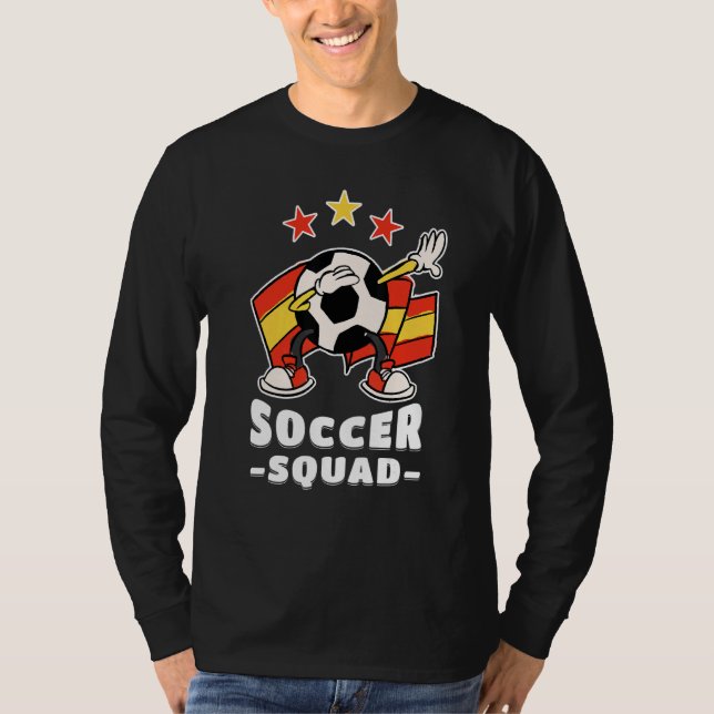 Dabbing Soccer Ball Spanish Flag Soccer Squad 1 T-Shirt (Front)