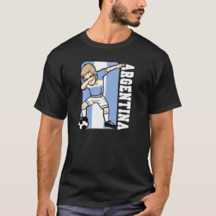 Dabbing Soccer Boy Argentina Jersey Argentina Flag T-Shirt