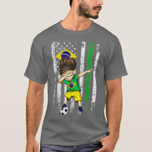 Dabbing Soccer Boy Brazil Jersey  - Brazilian Foot T-Shirt