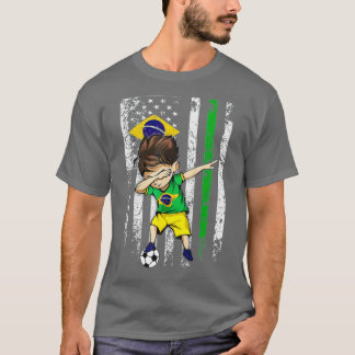 Dabbing Soccer Boy Brazil Jersey  - Brazilian Foot T-Shirt