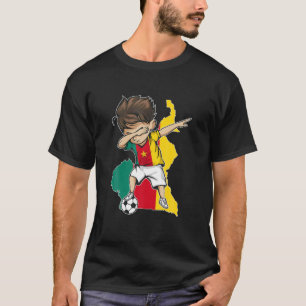 Dabbing Soccer Boy Cameroon Jersey - Cameroon Map T-Shirt