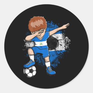Dabbing Soccer Boy Nicaragua Jersey Nicaragua Foot Classic Round Sticker