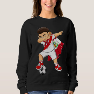 Dabbing Soccer Boy Peru Football Flag Kids Sweatshirt