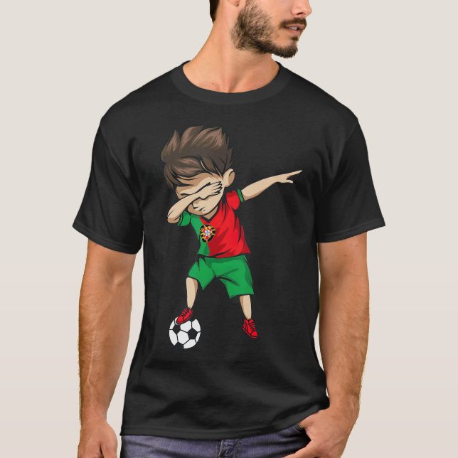 Dabbing Soccer Boy Portugal Jersey  Portuguese T-Shirt (Front)