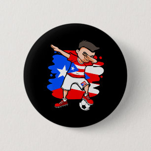 Dabbing Soccer Boy Puerto Rico Fans Jersey Puerto 6 Cm Round Badge