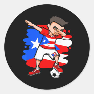 Dabbing Soccer Boy Puerto Rico Fans Jersey Puerto Classic Round Sticker
