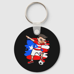 Dabbing Soccer Boy Puerto Rico Fans Jersey Puerto Key Ring