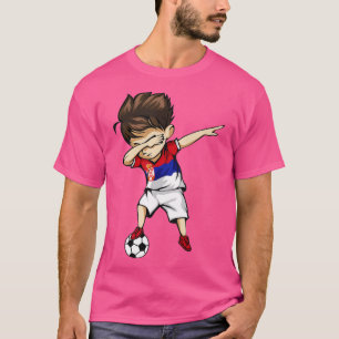 Dabbing Soccer Boy Serbia Jersey Serbian Football T-Shirt