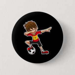 Dabbing Soccer Boy Spain Jersey, Spanish Kids Dab  6 Cm Round Badge