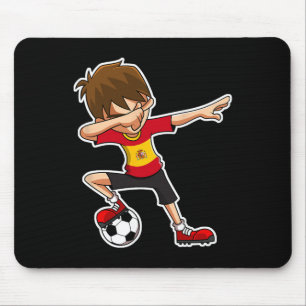 Dabbing Soccer Boy Spain Jersey, Spanish Kids Dab  Mouse Pad