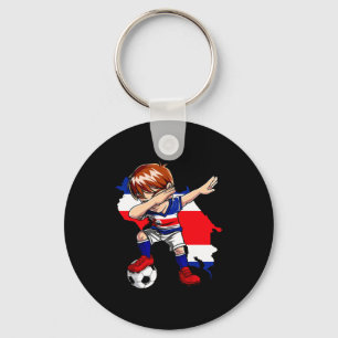 Dabbing Soccer Costa Rican Jersey Boy Costa Rica F Key Ring