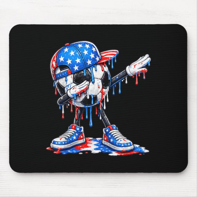 Dabbing Soccer Drip Ice Cream Aamerican Flag 4th Mouse Pad (Front)