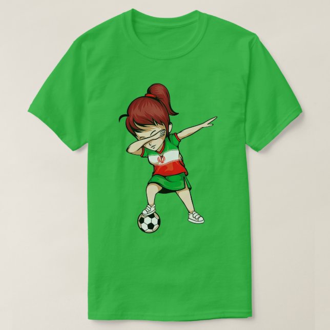 Dabbing Soccer Girl Iran Jersey - Iranian Football T-Shirt (Design Front)