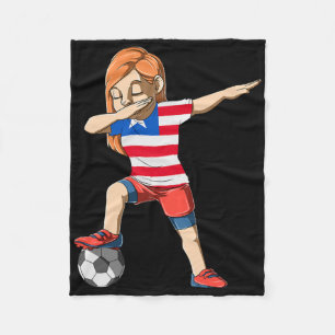 Dabbing Soccer Girl Liberia Jersey Liberian  Fleece Blanket