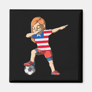 Dabbing Soccer Girl Liberia Jersey Liberian Magnet