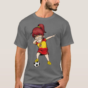 Dabbing Soccer Girl Spain Jersey Spanish Football  T-Shirt