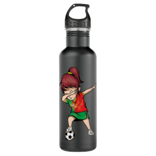 Dabbing Soccer Portugal Jersey  Portuguese Footbal 710 Ml Water Bottle