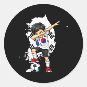 Dabbing Soccer South Korean Jersey Boy South Classic Round Sticker