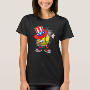 Dabbing Softball Ball & Uncle Sam Hat American 4th T-Shirt